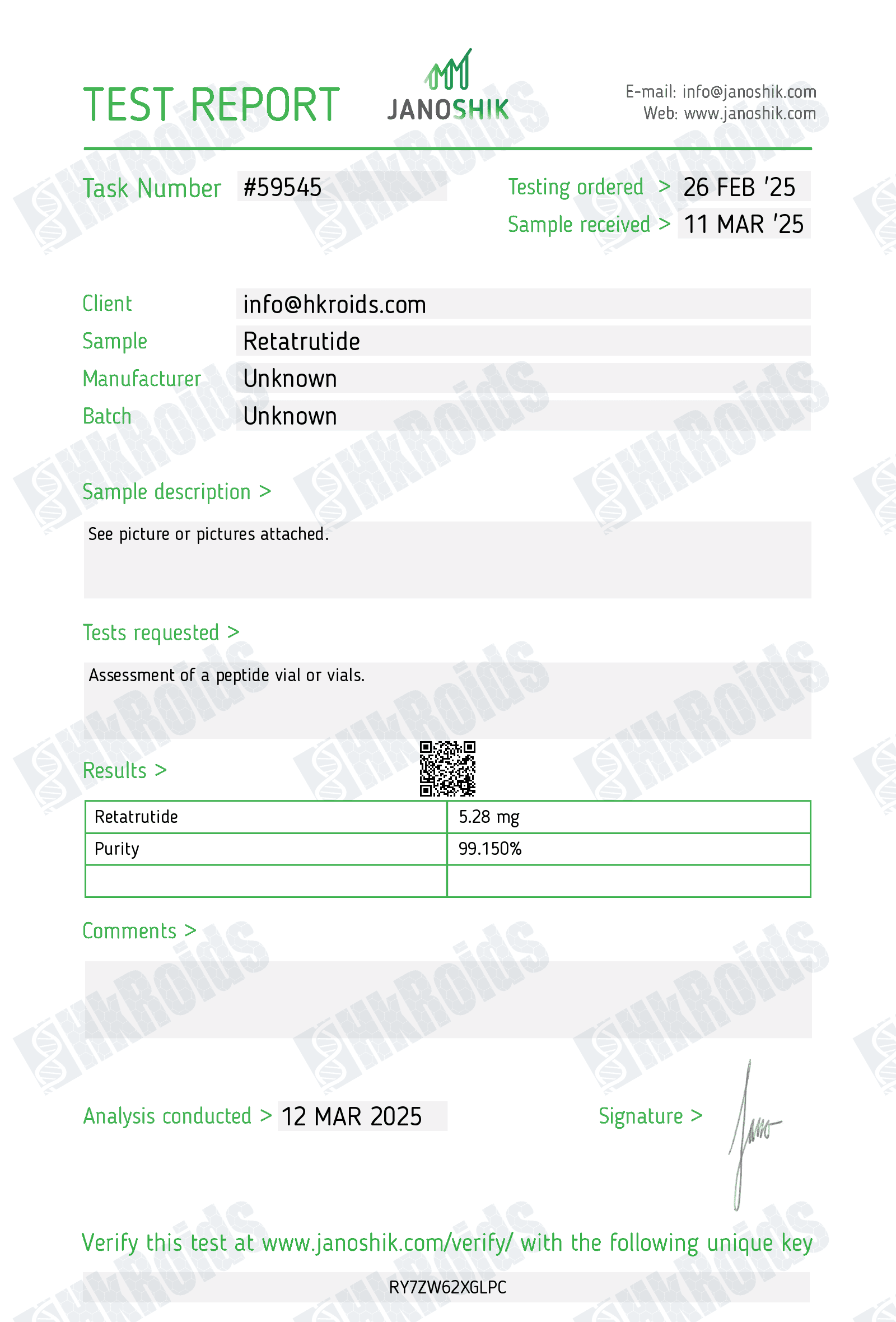 99.41% Retatrutide Powder 1g Peptide Raw Wholesale - Image 2